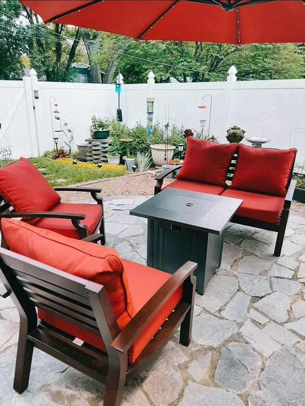simple patio makeover with a big heart on a small budget